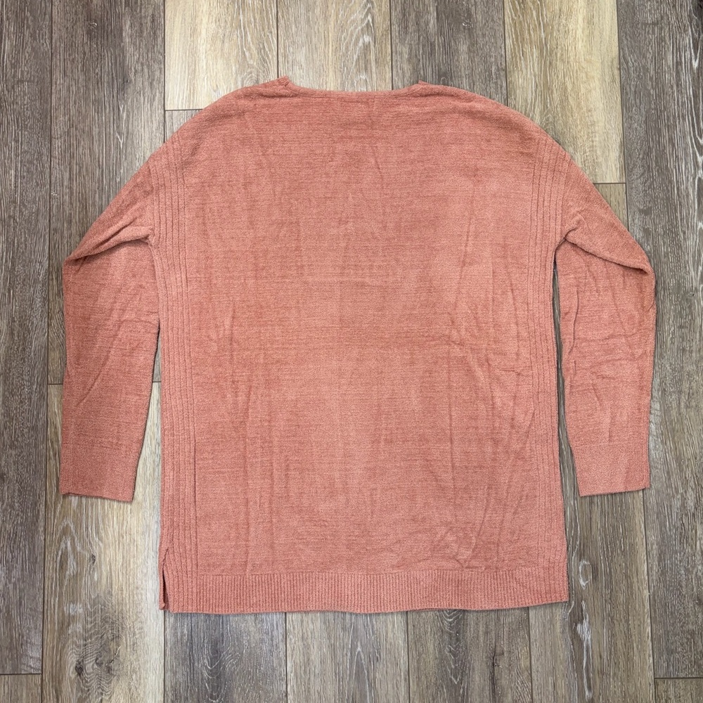 Barefoot Dreams CozyChic Ultra Lite Dusty Rose V-Neck Sweater - Picture 10 of 14